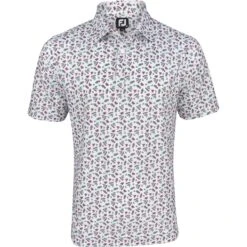 FootJoy Mini Floral Lisle Self Color Polo Shirt Polo Short Sleeve Golf Apparel